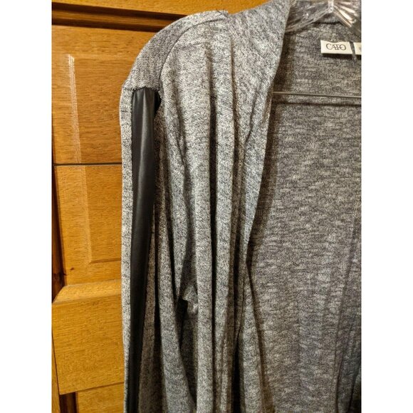 CATO Blazer Jacket Cover-up Size XL Long Sleeve Open Faux Leather Career Gray - Picture 3 of 6